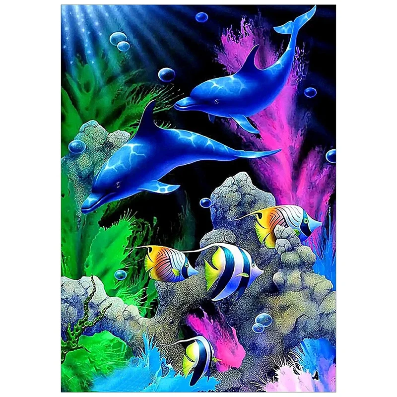 

Diamond Painting Full Circle Diamond Kit Rhinestone Picture Art Craft Home Door Decoration (The Underwater World)
