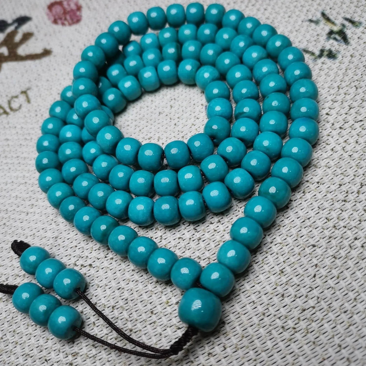 

6*8mm Turquoise Tennis Bracelet Men Women Fine Jewelry Genuine Natural Turquoise 108 Bead Mala Buddha Bracelets Gemstone Bangles