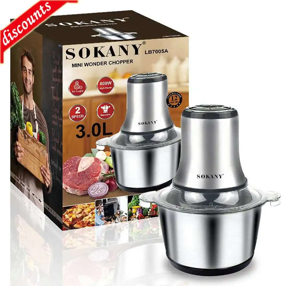 

Электрическая мясорубка Sokany, нержавеющая сталь, 2 скорости, 3 л, 800-в-Гц, Вт