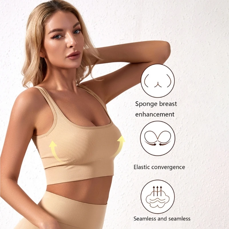 Фото Спортивные бюстгальтеры Yoga Crop Top Ударопрочный бюстгальтер для йоги Тренировки Тренажерный зал Топы для женщин №4