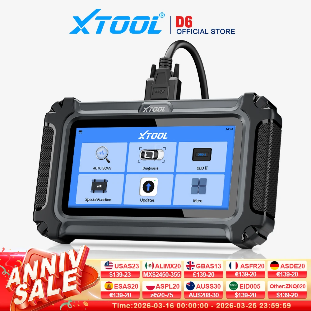 Фото XTOOL D6 Автомобильный диагностический инструмент Все системы Автомобильный сканер Для всех автомобилей 15+ Служитмое бесплатное обновление Встроенный CAN FD FCA №1