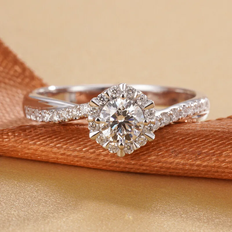 

100% Moissanite Diamond Ring with Certificate Wedding Engagement 1CT Rings Solid 925s Silver Women's Jewelry