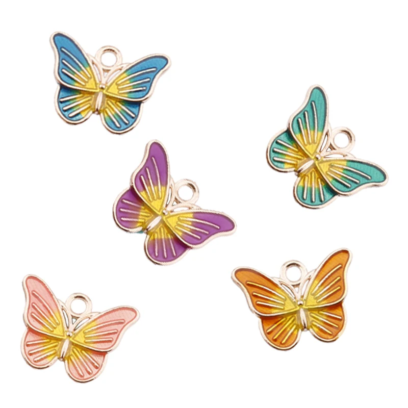 

10pcs 14mm Colorful Butterfly Charms Metal Enamel Charms for Jewelry Making Supplies Diy Keychain Bracelets Earrings Findings