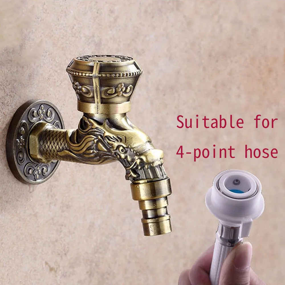 

Carved Wall Bottle Tap Bibcock Zinc Alloy Retro Tap Decorative Outdoor Garden Faucet Washing Machine Mop Tap