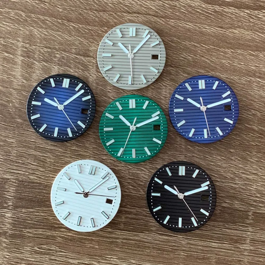 30.5MM Watch Dial Accessory Green Luminous No Logo dial + Hands Suitable for NH35/36/4R/7S Movements