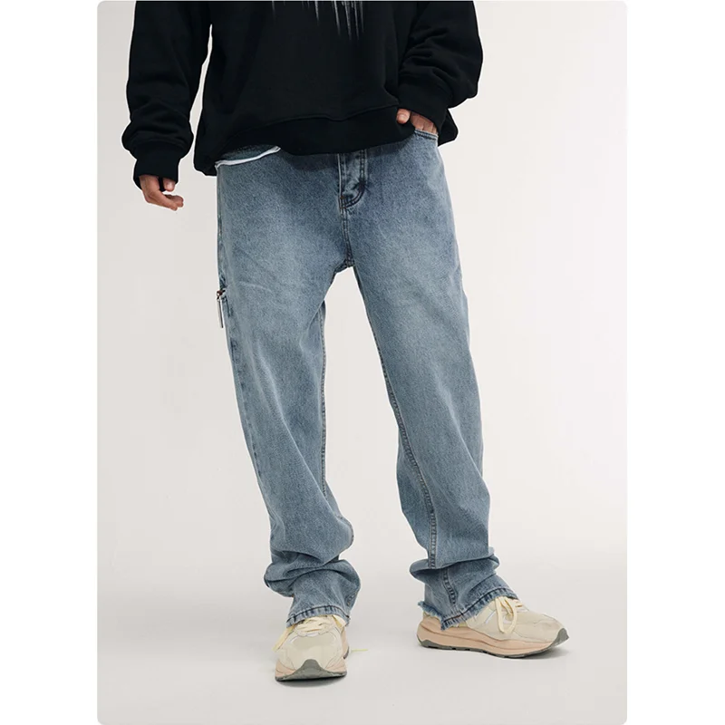 Streetwear Men 2022 Autumn and Winter New Style Baggy Straight Cylinder Jeans Trend Simplicity Casual Vintage Trousers Female