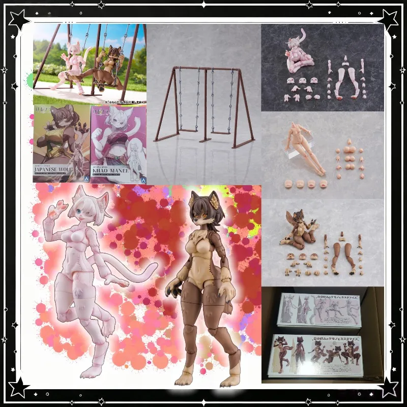 Фото В наличии: Сборная модель AOSHIMA KEMOPLA Beast Girl KP‑01R Khao Manee KP‑02R Японский Волк, подвижная фигурка, коллекционный подарок. №1