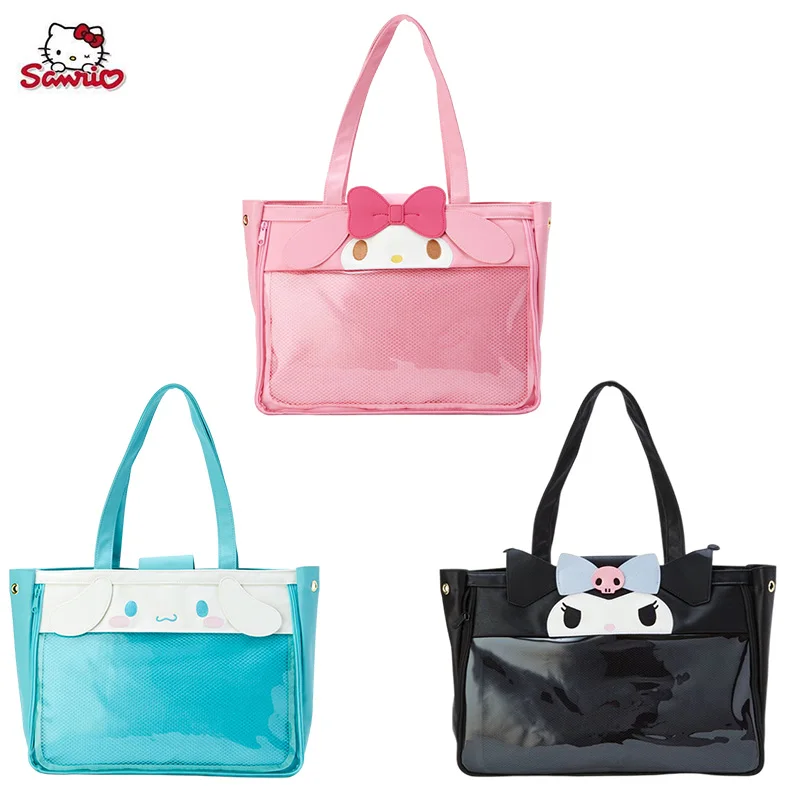 

Anime Kawaii Sanrioed Kuromi Cinnamoroll Onpompurin My Melody Kittys Shoulder Bag Zipper Opening Christmas Kids Gift