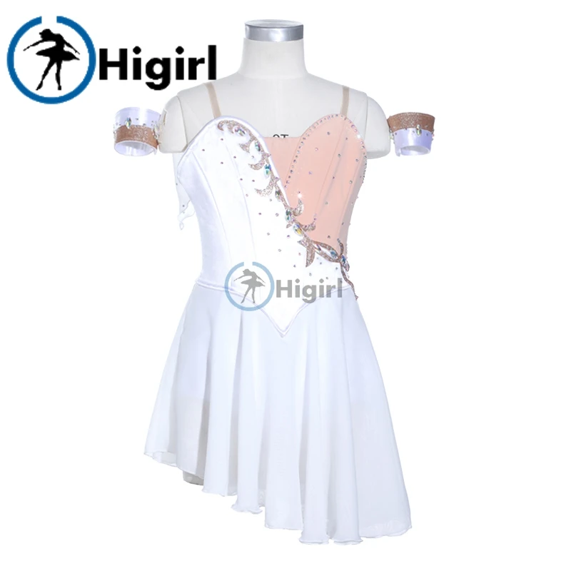 Классическое танцевальное сценическое платье белое профессиональное балетное