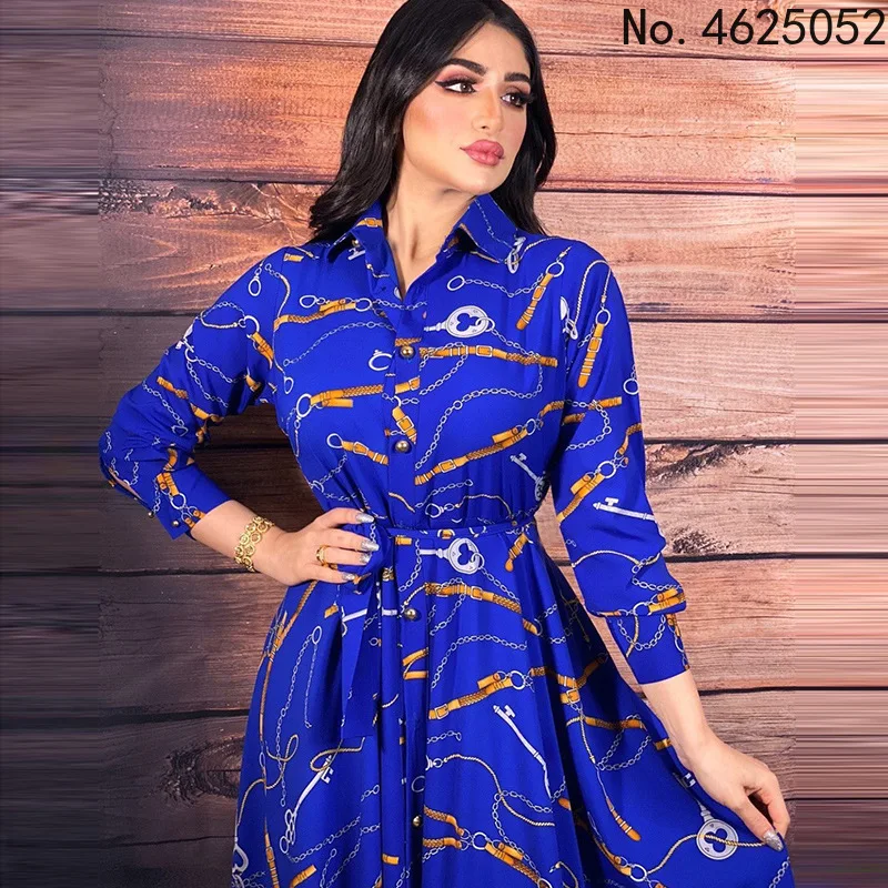 

Plus Size Muslim Women's Shirt Dress Caftan Marocain Evening Dresses 2022 Long Sleeve Maxi Vestidos Kaftan Robe Femme Musulmane