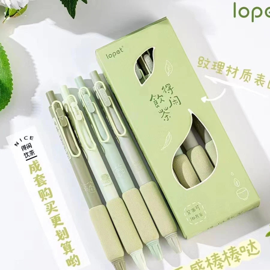 

Cute Matcha 0.5mm Retractable Gel Pens Set Black Ink Ballpoint for Writing Refills Office Accessories School Supplies Stationery