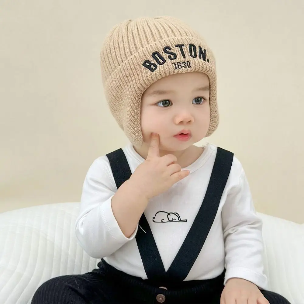 Зимняя теплая шерсть ​ Детская шапка мягкая для защиты ушей шерстяные вязаные