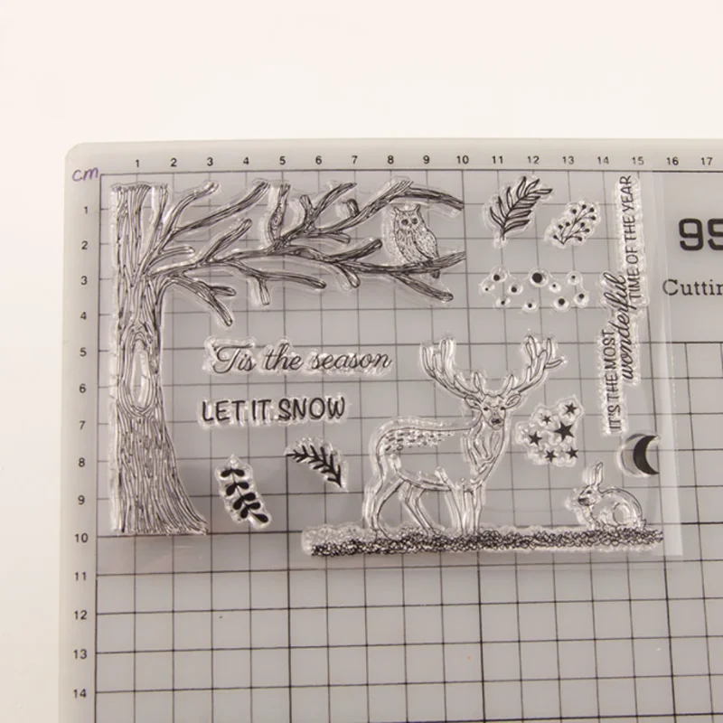 Симпатичные рождественские штампы с оленем резиновые наклейки для рукоделия