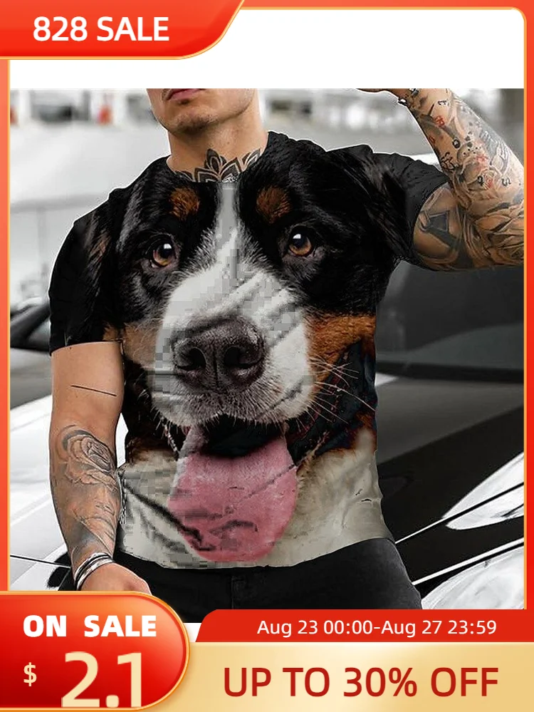 

Футболка уличная унисекс с 3D рисунком собаки, Модный повседневный Забавный костюм, футболка оверсайз с круглым вырезом и коротким рукавом