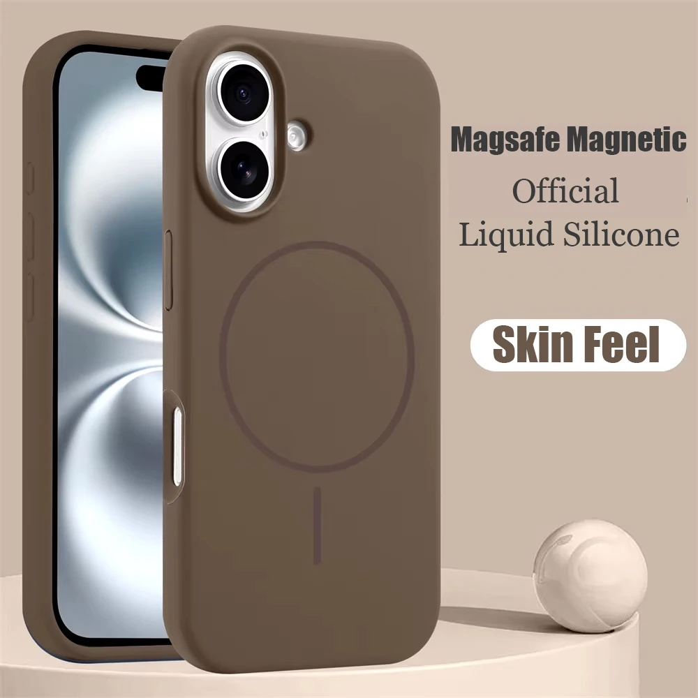 Официальный оригинальный чехол 16 Pro Max для Magsafe Liquid Silicone Case iPhone 15 14 13 12 11 Plus