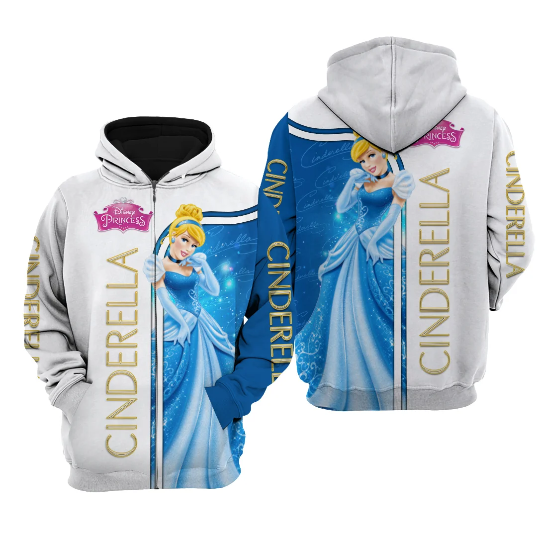 

Disney Cinderella Snow White 3D Printed Hoodie Mens Womens Casual Sweatshirts Disney Zipper Hoodie Fashion Streetwear Pullovers