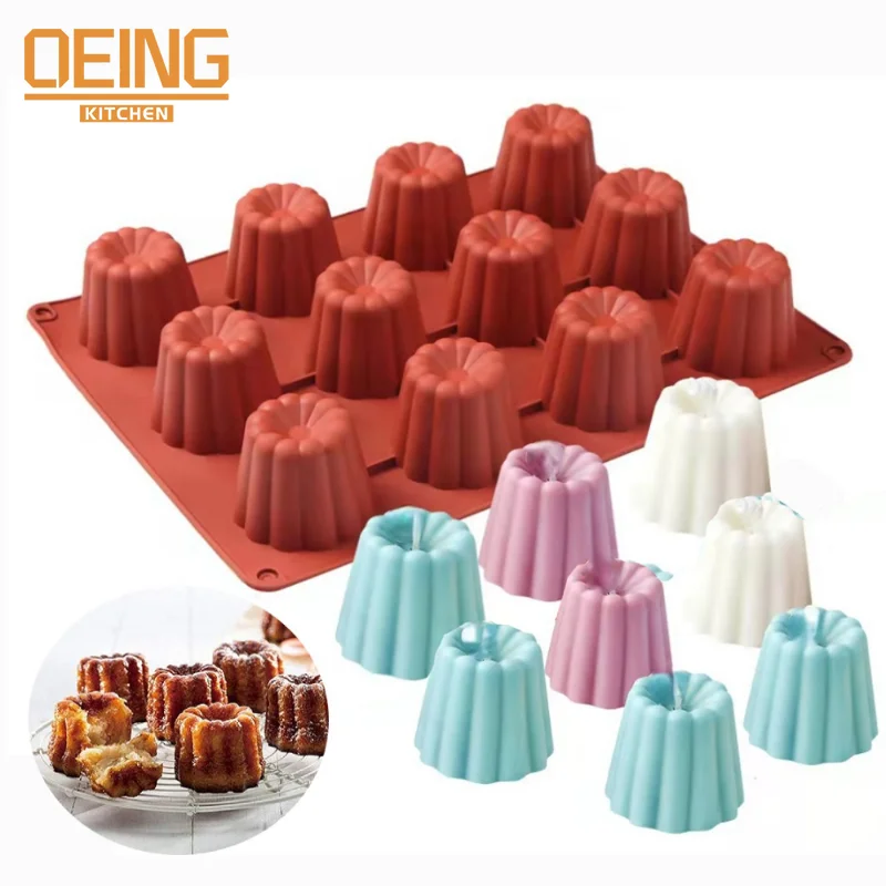 

12 Cavity Silicone Mold Canneles Bordelais Fluted Cake Mold Muffin Cupcake Baking Tray Dessert Pastry Cake Decorating Tools