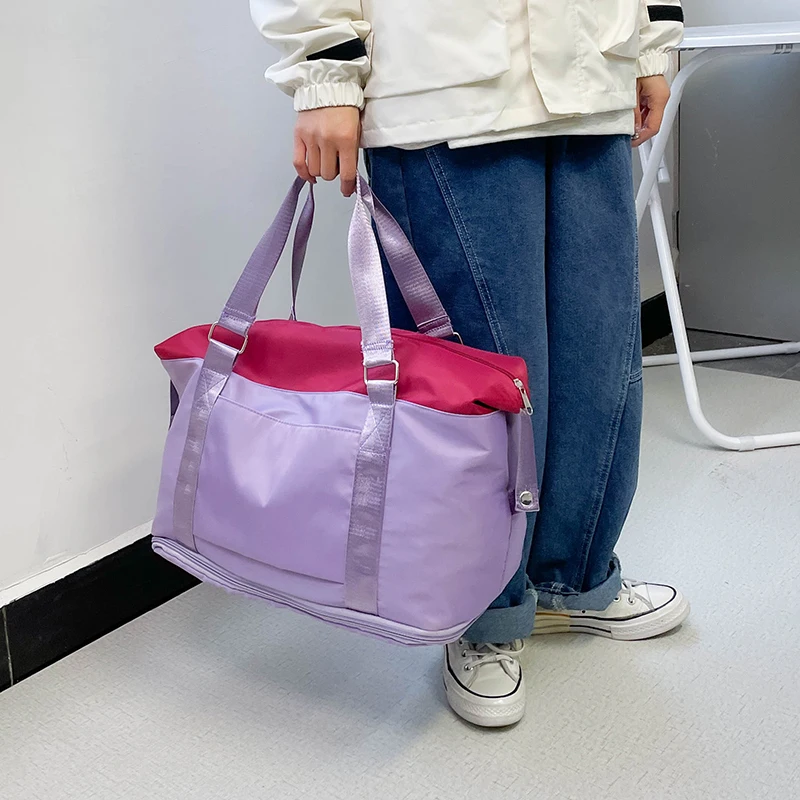 Korean Version Of Travel Bag Female Light Fitness Business Trip Portable Light Luxury Folding Luggage Storage Bag Handbag M615