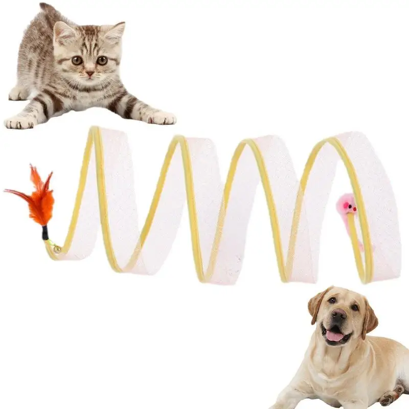 

Cat Tunnel Spring Toy S-type Cat Tunnel Toy With Balls And Crinkle Cat Pet Tunnel Bored Interactive Pet Toys Peek Hole Toy Ball