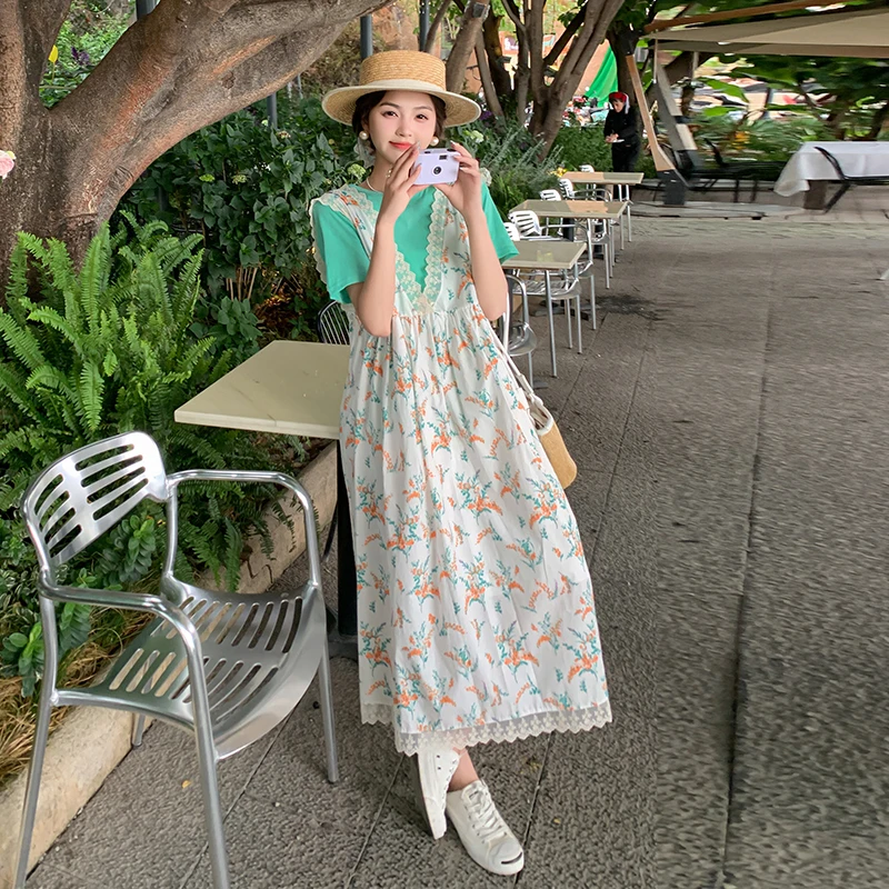 Летняя кружевная юбка-жилет с цветочным принтом средней длины |