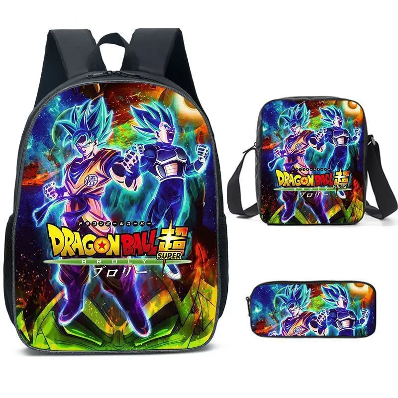 Новый набор из трех предметов с принтом аниме-персонажей Dragon Ball: Сон Гоку, Какарот, Вегета. Вместительная портативная студенческая сумка через плечо. (art.: 3920dc4c0e79b) - 3920dc4c0e79b