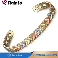 rainso health magnetic bracelet bangle for women copper bio energy bracelet hot sale tricolor fashion jewelry for arthritis