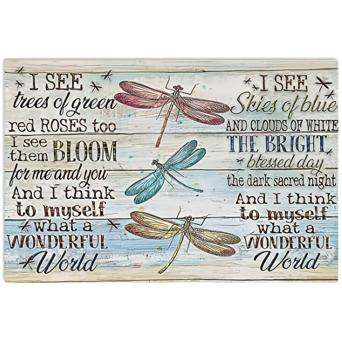 

Vintage Rustic Wall Decor Sign Colorful Dragonfly I See Trees Of Green Red Roses Too Wall Art Metal Poster Living Room Bedroom