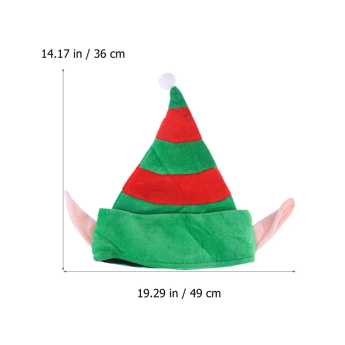 Creative Christmas Elf Hat with Ears Flannelette Cosplay Holiday Costume Party Props for Children Adults