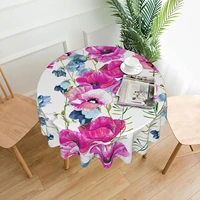 hibiscus rosesround tablecloth 60 inch floral table cloth for circle table washable polyester table cover