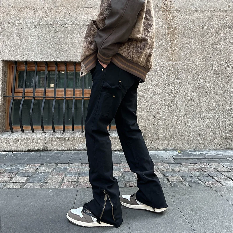

Men Techwear Cargo Pants Hip Hop Straight Trousers Pantalones Male Vibe Pant Hombre New Cotton Fashion Rivets Streetwear