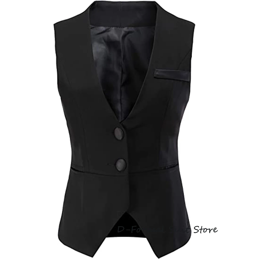 

Women's V-Neck Economy Dressy Suit Vest Retro Slim Fit Single-Breasted Business Office Lady Waistcoat
