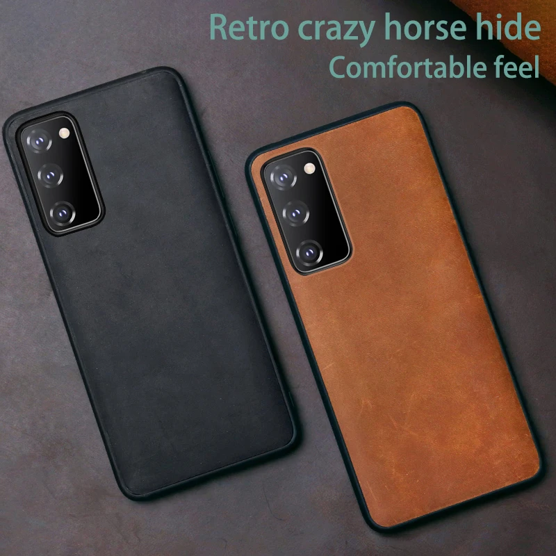 Leather Phone Case For Samsung Galaxy S21 S22ultra S20 FE s10e s8plus case Cowhide Cover For Note 20 Ultra Crazy horse skin Case