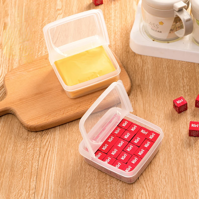 

2pcs Butter Cheese Storage Box Portable Refrigerator Fruit Vegetable Fresh-keeping Organizer Box Transparent Cheese Container