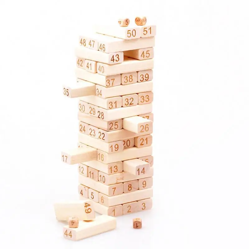 

New 51 Pieces Wooden Toy Block Stacker Balancing Games Digital Building Block Brain Entertainment Intelligence Interaction Toys