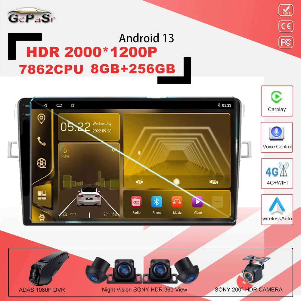 

Android 13 Car Radio Player For Toyota Verso EZ 2010 -2015 Autoradio Touchscreen Stereo GPS Navigation 7862CPU Player Navigation
