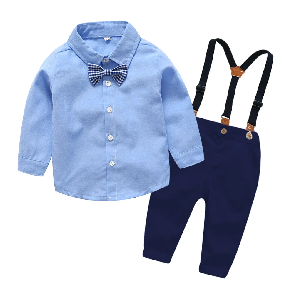

JENYA Boys Gentleman Clothing Sets Autumn Kids Formal Suits Long Sleeve Shirt+Suspenders Trousers Casual Boy Clothes