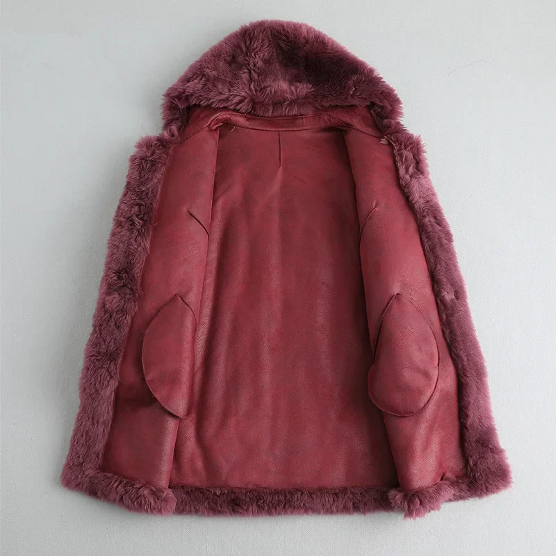Женская зимняя теплая куртка из натуральной шерсти с мехом женское длинное
