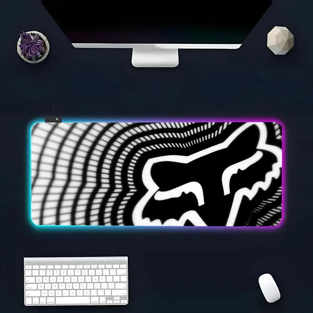 Is Car F-Fox Racing Logo MINISO Mouse Pad RGB Glow Personality Picture Custom PC Table Mat Carpet Game Player Dedicated LED