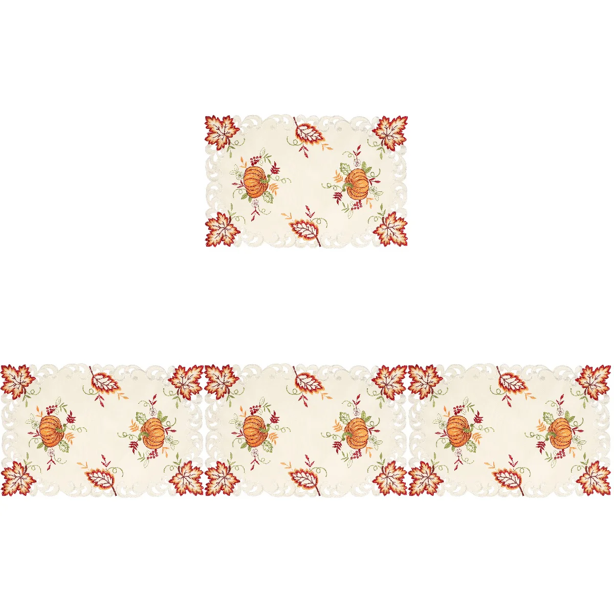 

4pcs Decorative Placemat Thanksgiving Pumpkin Fall Maple Leaf Pattern Table Placemat