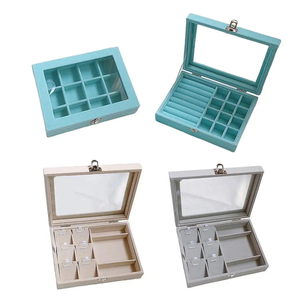 

Dustproof Watch Bangle Earring Jewelry Box Display Case Grid Tidy Organizer