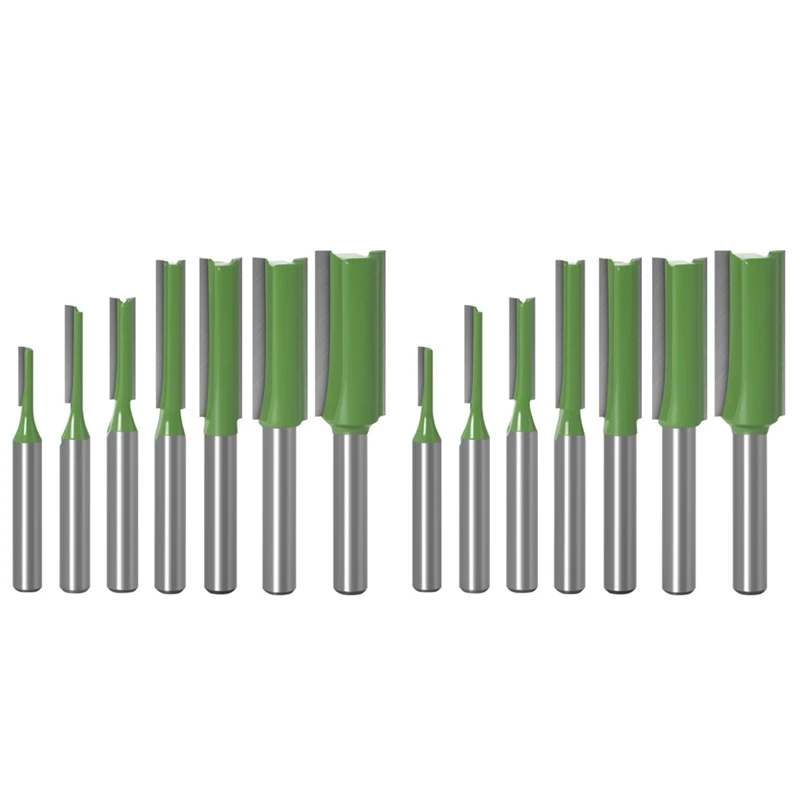 

7 Pcs Single Double Flute Wood Cutters Tungsten Carbide Router Bit Woodworking Tool Set 6Mm