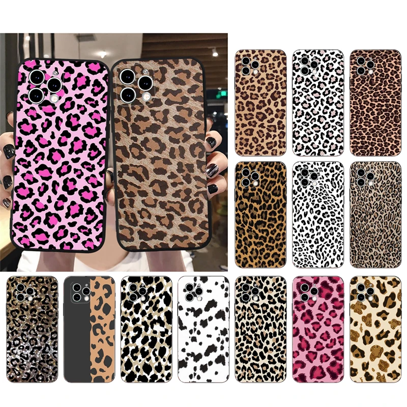 

Phone Case For iphone 14 Pro Max 13 12 11 Pro Max XS XR X 12mini 7 8 Plus Pink leopard Print Case Funda