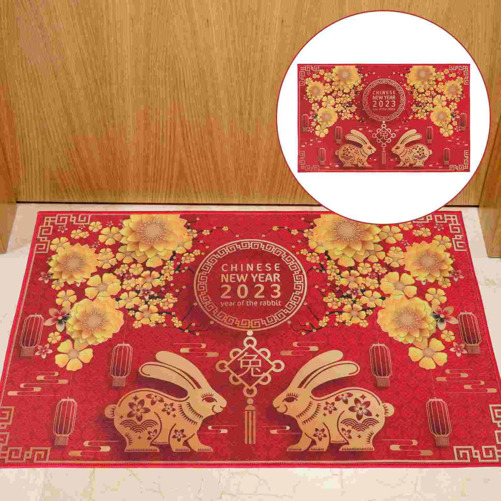 

Mat Door Water Absorption Bathroom Pad Anti Skid New Year Chinese Doormat Style Floor Entryway Decorative Gift