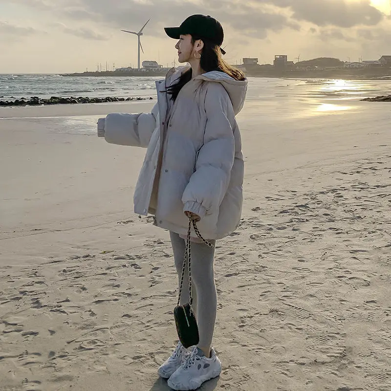 

2022 New Winter Women Jacket Warm Parkas Female Thicken Coat Cotton Padded Hooded Outwear Loose Women Snow Jacket Tops B141