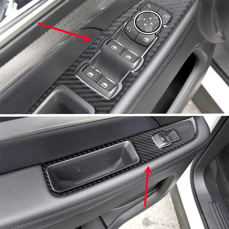 

Carbon Fiber Door Handle Bowl Window Control Panel Modification Cover Trim Strip Sticker For Ford Explorer Car Inner Accessories