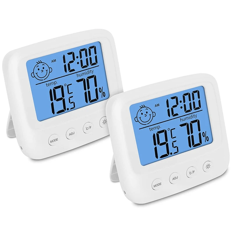 

Humidity Meter Room Thermometer With Comfort Display For Wall Mounting Or Standing, Set Of 2 LED Digital Thermometer