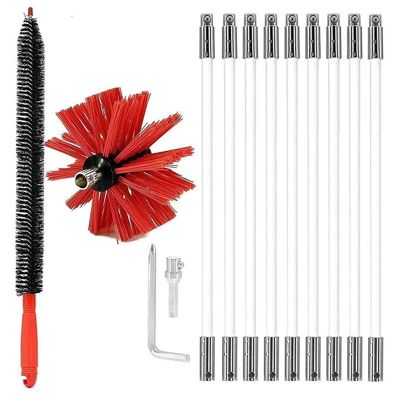 

Chimney Brush-Electrical Drill Drive Sweeping Cleaning Tool Kitchen With Reinforced Nylon Flexible Rods For Chimney