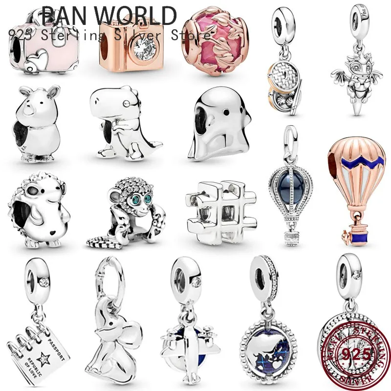 

Hot 925 Sterling Silver Fashion Balloon Lovely Animal Earth Charm Suitable For The Original pan Women's Bracelet Jewelry