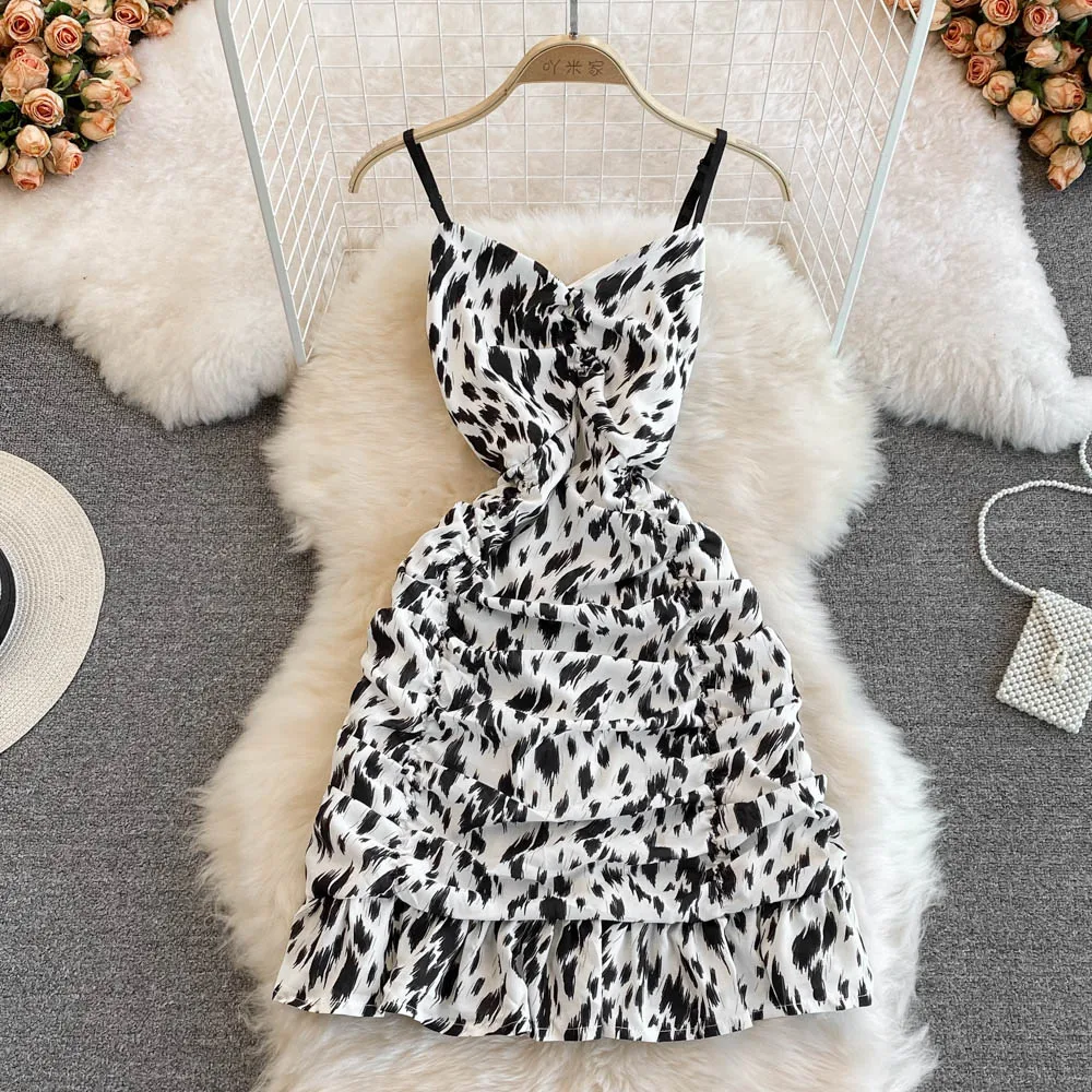 

Женское платье, модная плиссированная мини-юбка-спагетти, сексуальное женское элегантное платье, новинка 2022