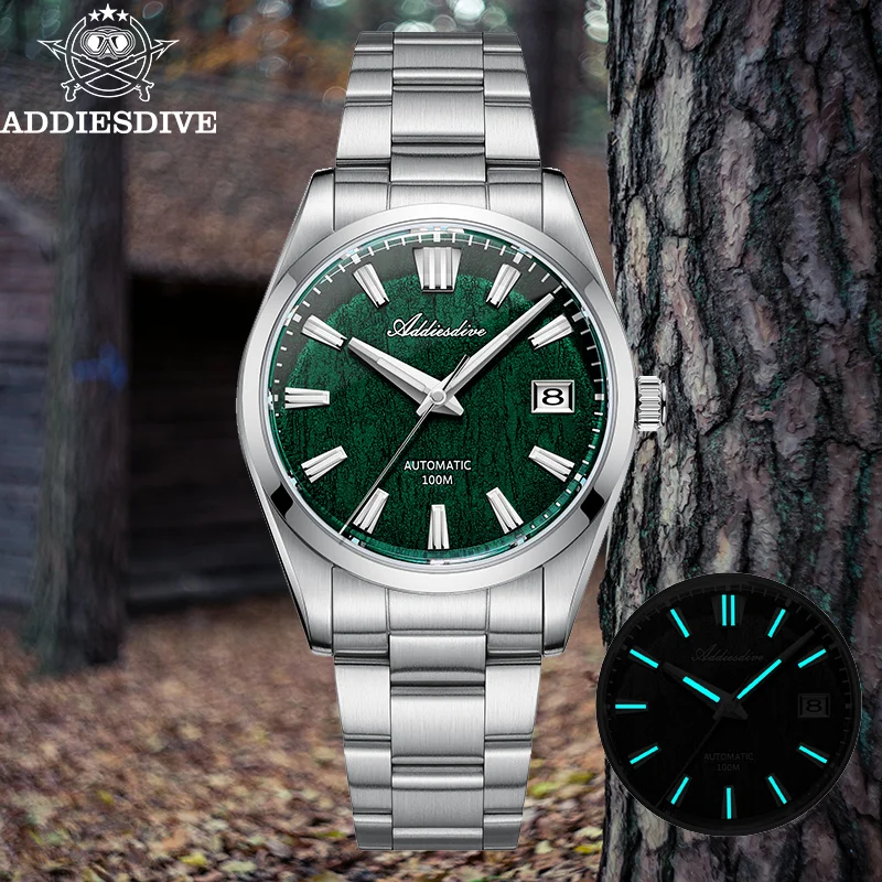 ADDIESDIVE мужские механические часы 39 мм текстура дерева NH35 роскошные сапфировое